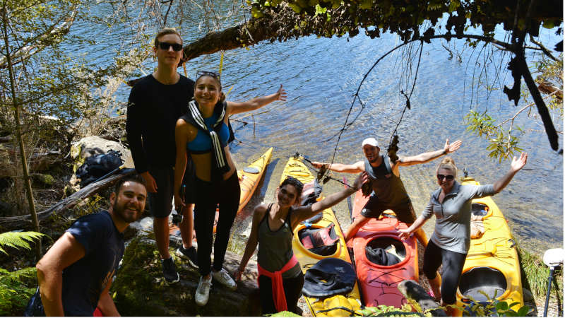 Group kayak and walk