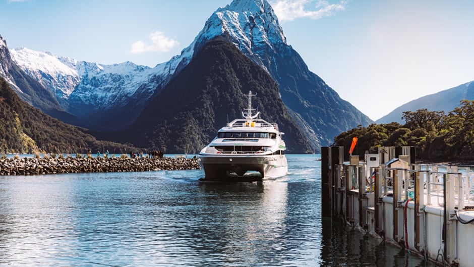 Pure Milford and their jovial crew welcome you aboard a modern and spacious catamaran for an atmospheric cruise in magical Milford Sound!