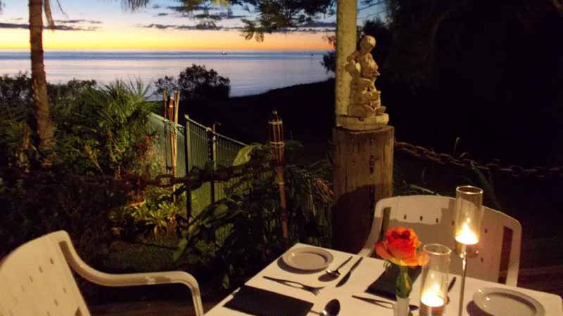 Enjoy our new dinner menu range with a sunset view of Gatakers Bay, Hervey Bay
