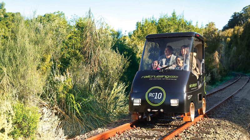 Hop aboard your own self-drive railway car and enjoy epic 360-degree views of Lake Rotorua and rolling farmland... 