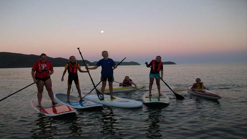 Early in the morning the water is often mill pond calm, it is a quiet time to enjoy the vistas and some exercise provided by SUP boarding..