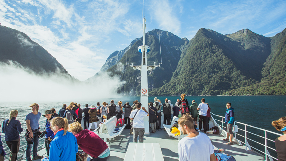 Hop on board our spacious catamaran for a fun, friendly and fabulous 2-hour cruise through Fiordland's famous Milford Sound! 