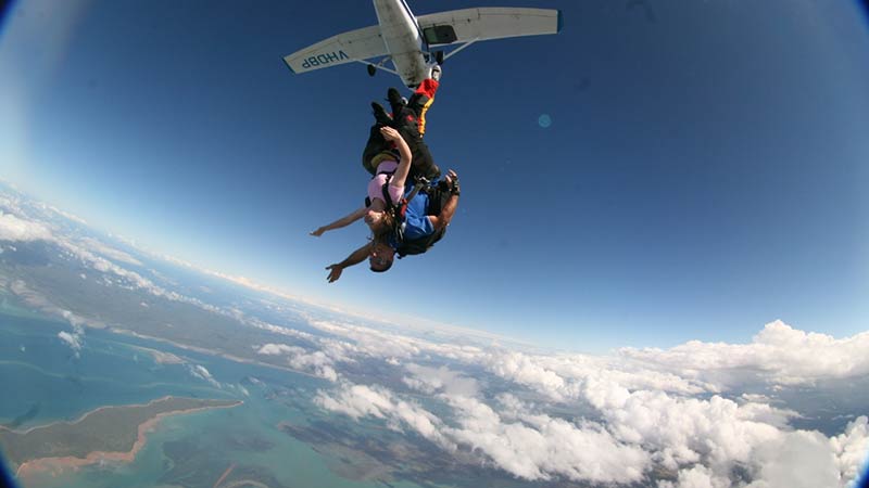 Get a 12,000ft skydive with beach landing in Hervey Bay, and a 2 day 1 night adventure comfort tag along tour!