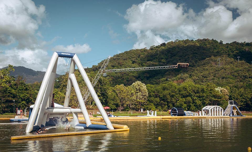 Get amongst the watersport action at the Cairns Aqua Park with a 50 minute session!