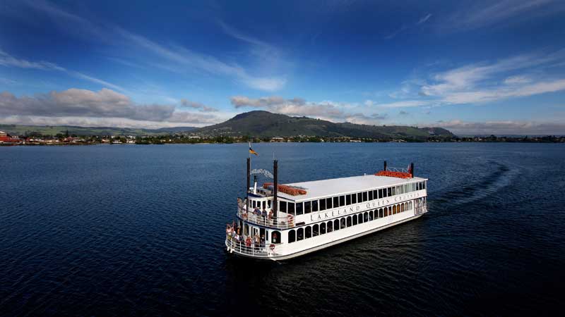 Join the friendly crew aboard the M.V Lakeland Queen for an unforgettable breakfast cruise across Lake Rotorua.
