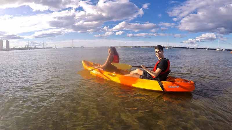 Full day double kayak hire. Design your own kayaking adventure on the Gold Coast Broadwater!
