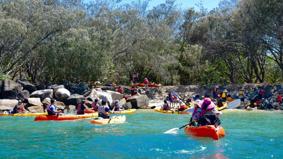 Enjoy this full day kayaking tour on the Gold Coast Broadwater. Visit South Stradbroke Island & Wave Break Island, enjoy the beach, have a light lunch, snorkel and more!