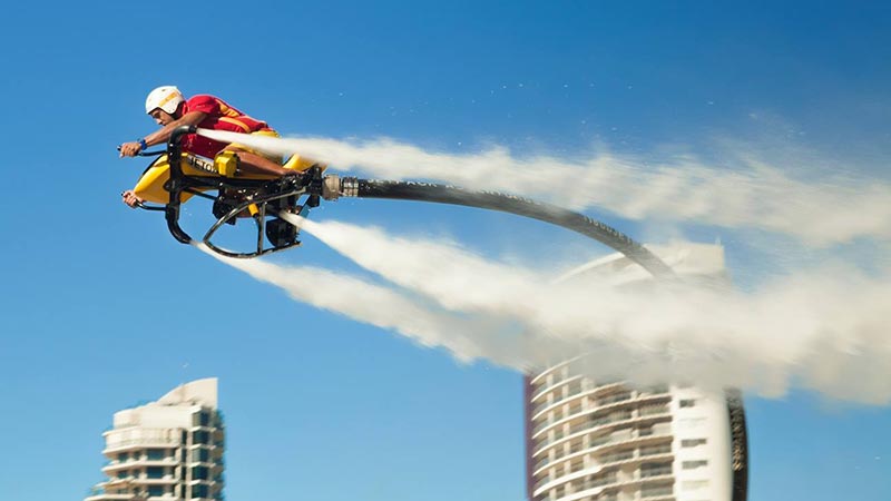 Experience the thrill of being strapped to a jetpacks and flying through the air, assisted by high pressure water jets! This one is for the thrill-seeker