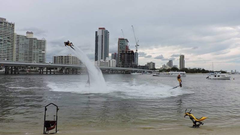 Experience the thrill of being strapped to a jetpacks and flying through the air, assisted by high pressure water jets! This one is for the thrill-seeker