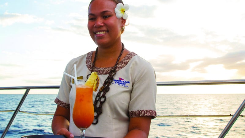 Set sail into a stunning Fijian sunset for the ultimate dining experience.