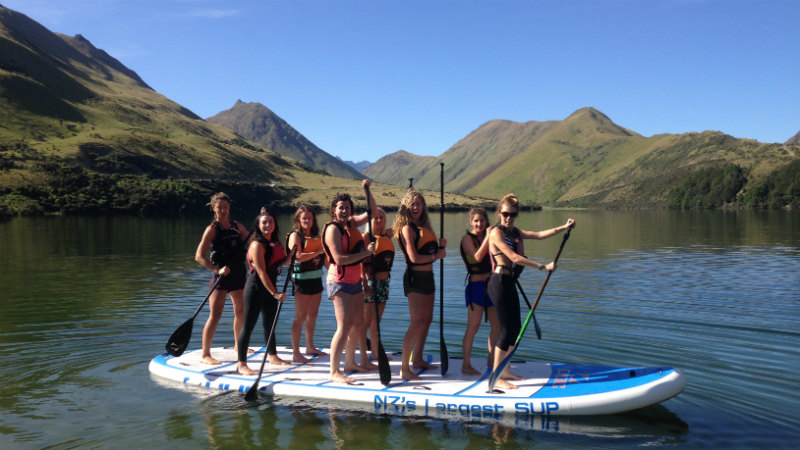 Watersports Queenstown are proud to announce they have New Zealand’s largest stand-up paddle board. Come paddle on the Largest SUP in NZ as a couple or in a group.