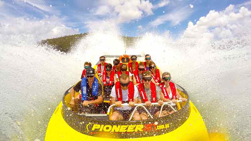 Jump on board Pioneer Jet Boat in the heart of Airlie Beach! Hold on tight and prepare to get wet!