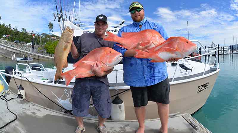 Join Airlie Beach Fishing Charters for an epic half or full day reef fishing experience in the Whitsundays, look for GT, spanish mackerel, tuna and more! 