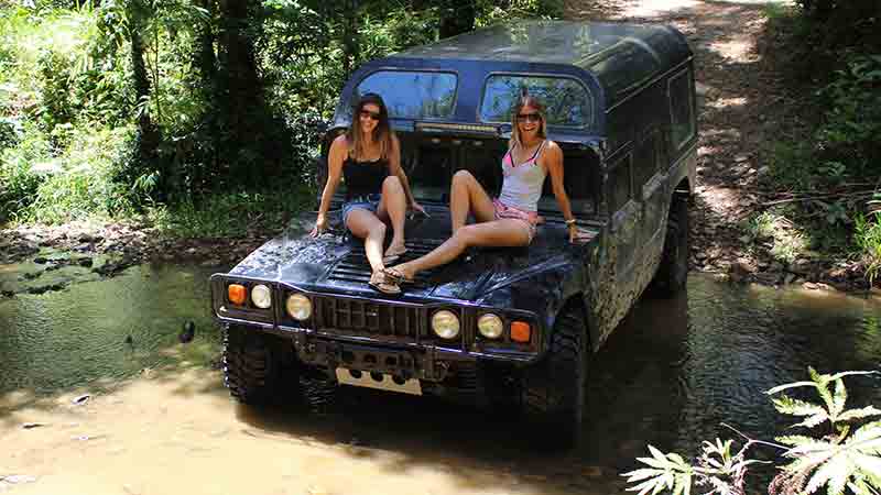 Take a journey into the incredible World Heritage Rainforest in Cairns on a thrilling hummer adventure tour!