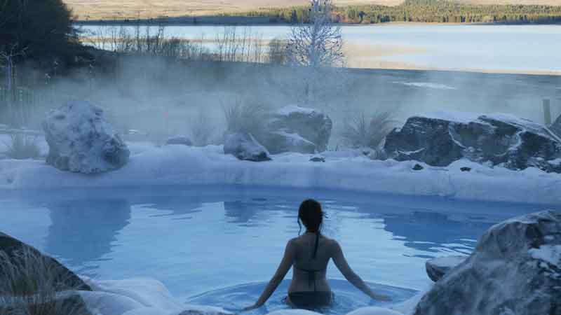 Relax and unwind in the hot pools, overlooking Tekapo Lake and Two Thumb Mountain range! 

