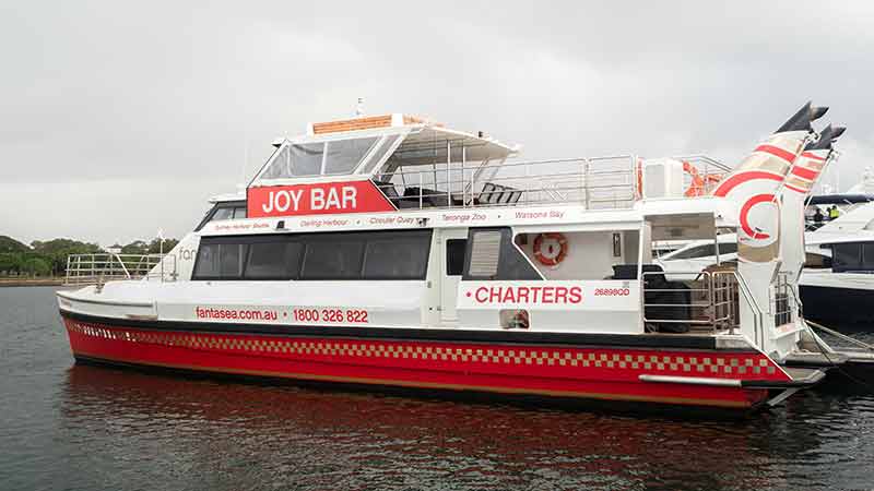 Soak up the beauty of Sydney’s iconic landmarks at twilight on board the luxury boat “Barangaroo"...