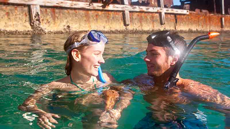 Snorkel around the stunning Tangalooma Shipwrecks and check out the wrecks from our unique transparent kayaks!