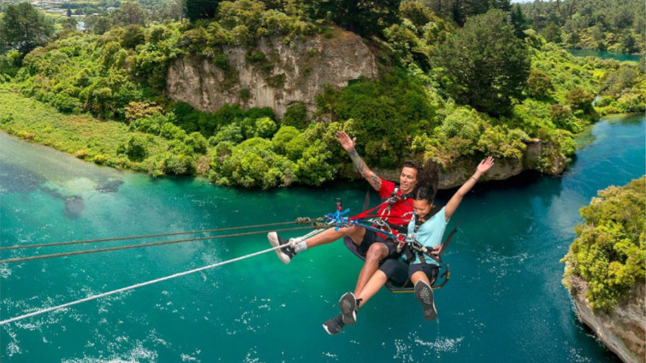 Experience the fun and thrills of the Taupō Swing – an exhilarating giant swing over the Waikato River. 