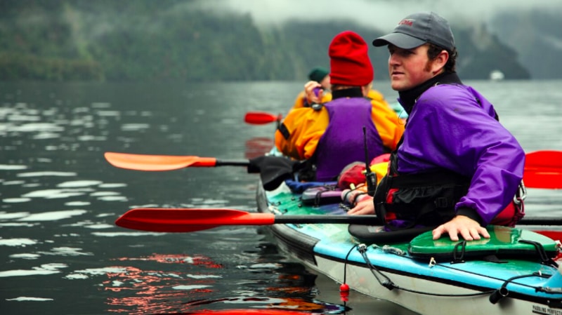 GO ORANGE - KAYAK DOUBTFUL SOUND amazing scenery waterfalls