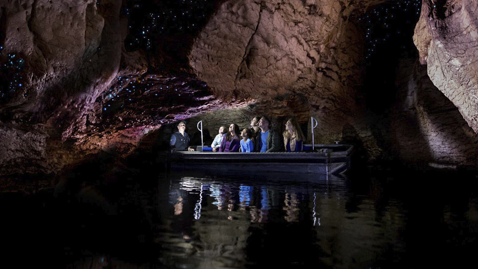 Experience a mysterious underground world of rushing water before drifting in silent darkness beneath the luminous shimmer of hundreds of glowworms. 