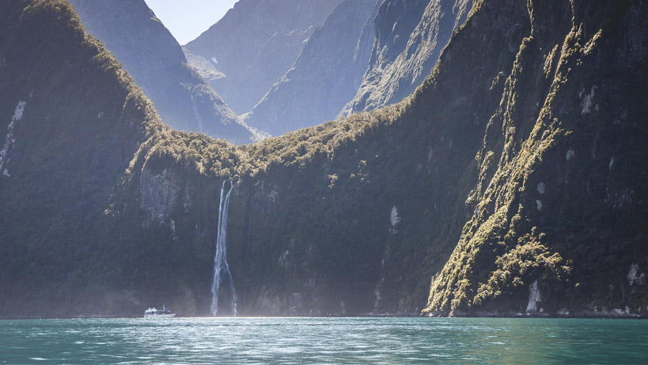 Get up close and personal with Milford Sound on our leisurely Nature Cruise. Experience the spray of a waterfall as you cruise close to sheer rock faces. 