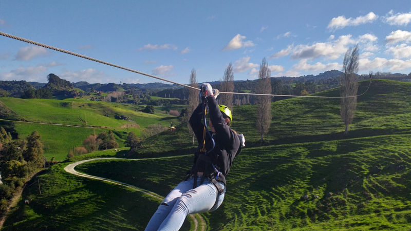 Soar over the stunning Waitomo landscape, navigating 10 thrilling ziplines on this action packed zipline adventure! 