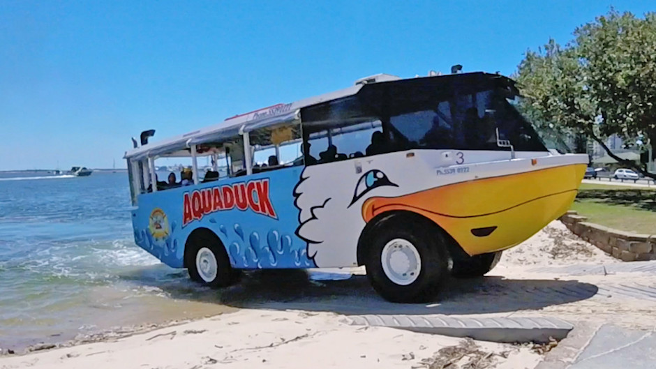 Experience the sights of the Gold Coast by land and by water in an amphibious duck vehicle!