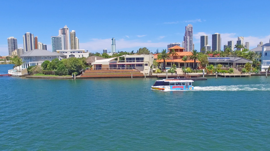 Experience the sights of the Gold Coast by land and by water in an amphibious duck vehicle!
