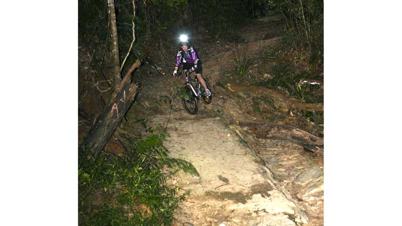 
Mountain biking? at night? on the Bump Track? are you serious?? Yep.