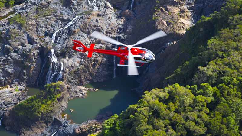 
Explore ancient Rainforest covered mountain ranges and valleys only minutes from the centre of Cairns. You'll view the lush canopy of world heritage listed Rainforest, Cairns City and surrounds from the air.